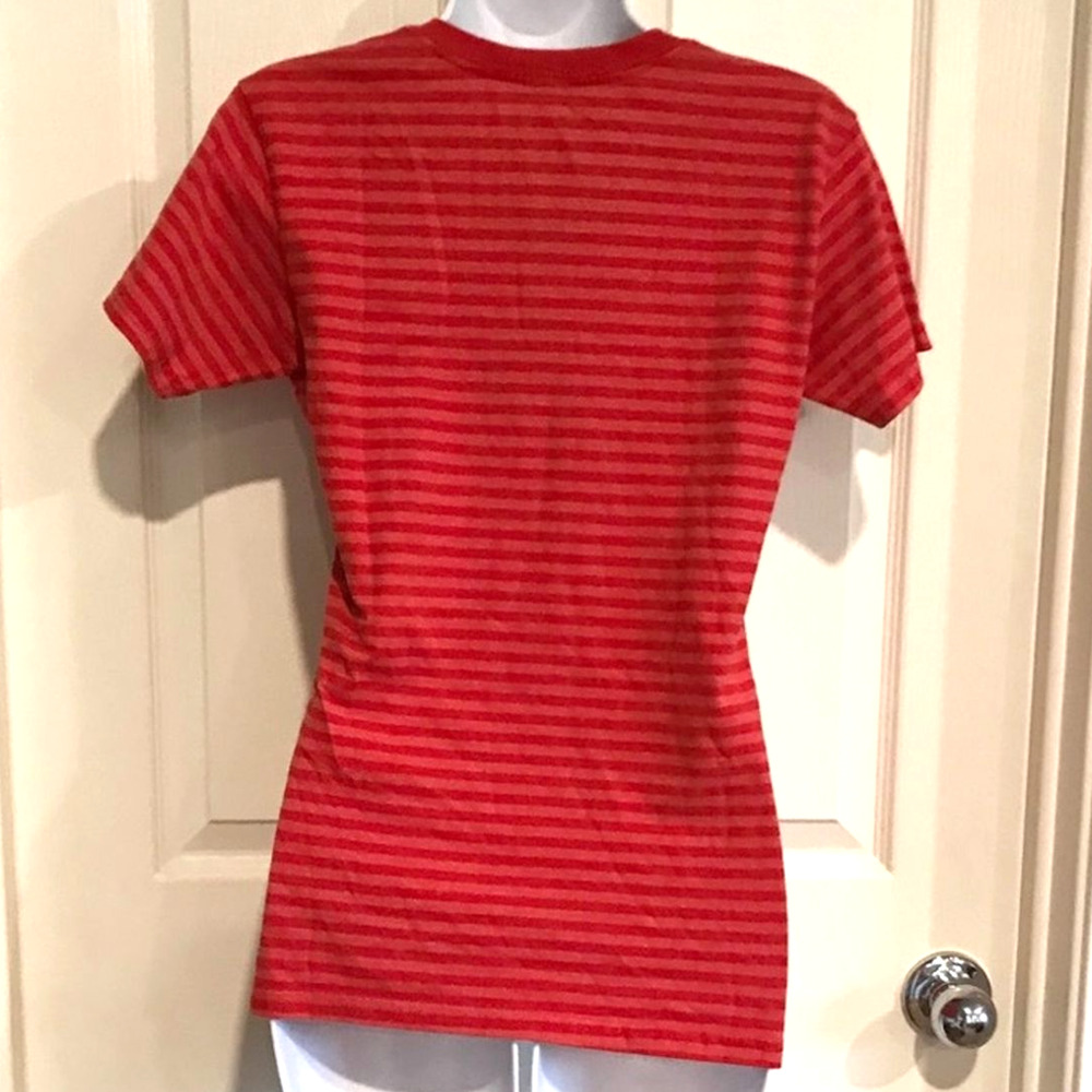 Disney Store Minnie Mouse red Striped V Neck tee S - Picture 3 of 4